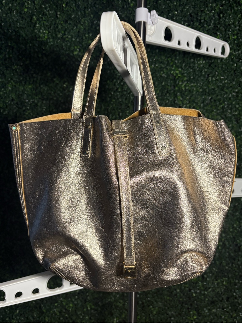 Tiffany & Co. Reversible Metallic Leather Tote w/ Pouch Made in Italy